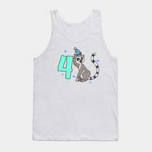 I am 4 with lemur - kids birthday 4 years old Tank Top